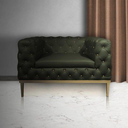 Chesterfield-Sessel - BROADWAY - Porus studio - Samt / Leder / poliertes Messing