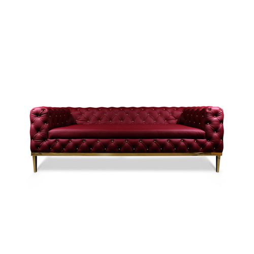 Chesterfield-Sofa - BROADWAY - Porus studio - Leder / grau / violett