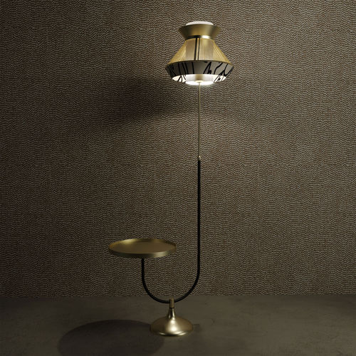Bodenlampe - BENNETT - Porus studio - gebürstetes Messing / lackiertes Metall / Textil