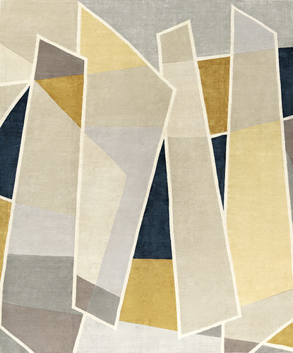 Moderner Teppich - GALERIES LAFAYETTE - Tapis Rouge - mit geometrischen Motiven / Seide / Neuseelandwolle