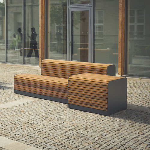 Moderne Bank für den öffentlichen Raum - GRADUA - STREETPARK s.r.o. - Stahl / Holz / modular