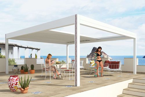 Selbsttragende Pergola - GRETA - RGM srl - aus lackiertem Aluminium / PVC / PVC Faltdach
