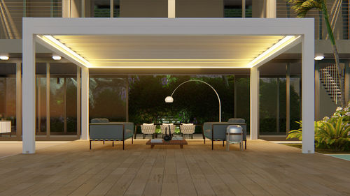 Selbsttragende Pergola - GRETA FLOW - RGM srl - aus lackiertem Aluminium / PVC / PVC Faltdach