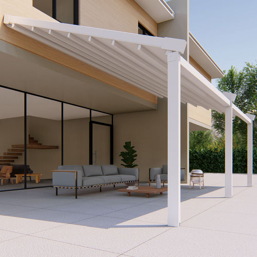 Angebaute Pergola - ALBORI - RGM srl - aus lackiertem Aluminium / PVC / PVC Faltdach