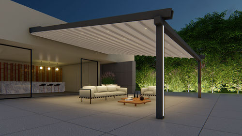Angebaute Pergola - ALBORI TWIN - RGM srl - aus lackiertem Aluminium / PVC / Polycarbonat-Überdachungen