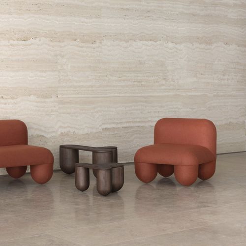 Moderner Kaminsessel - Hello - NOOM - Stoff / Holz / Metall