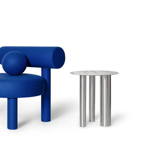 Moderner Beistelltisch - Brandt CS1 - NOOM - Edelstahl / Gestell aus rostfreiem Edelstahl / rund