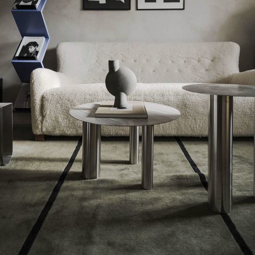 Moderner Couchtisch - Brandt CS1 - NOOM - Edelstahl / Gestell aus rostfreiem Edelstahl / rund