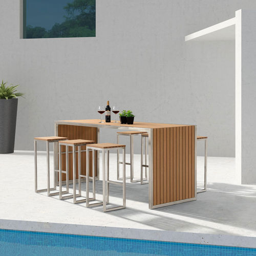 Moderner Stehtisch - H-W0039 - Howvin outdoor furtniture - WPC / Gestell aus Metall / Gestell aus Holz
