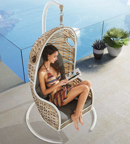 Garten-Hollywood-Schaukel / Rattan - HY-20215L - Howvin outdoor furtniture - Metall / selbsttragend / mit abnehmbarem Kissen