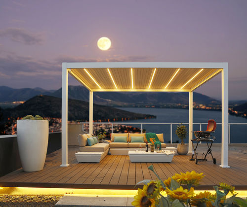 Selbsttragende Pergola - H-748W-A3040 - Howvin outdoor furtniture - Aluminium / mit Sonnenschutzlamellen / maßgefertigt