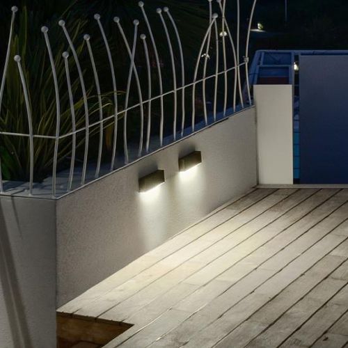 Moderne Wandleuchte - BRICK - FRANCESCONI - für Außenbereich / Edelstahl / Vorderseite aus Hartglas