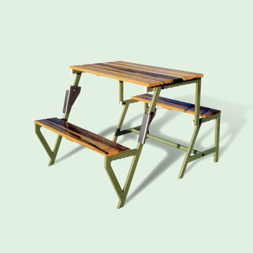 Moderner Picknicktisch - MULTIPURPOSE - PROVERA SRL - Holz / Gestell aus galvanisiertem Stahl / rechteckig