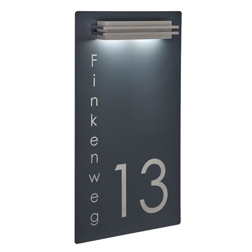Moderne Wandleuchte - 423A-R-HSNSS-BL - Briefkasten Manufaktur Lippe GmbH - outdoor / Edelstahl / pulverbeschichteter Stahl