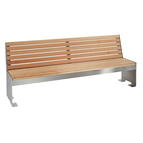 Bank für den öffentlichen Raum / minimalistisches Design - 522R-VALAE - Briefkasten Manufaktur Lippe GmbH - Lärche / Edelstahl / mit Rückenlehne
