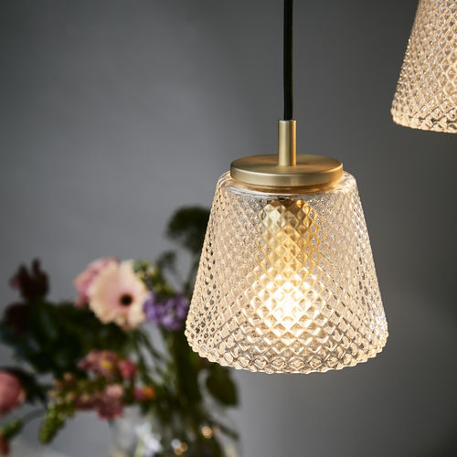 Hängelampe - DAMN FASHIONISTA - Halo Design - Messing / Rauchglas / Art Deco-Stil