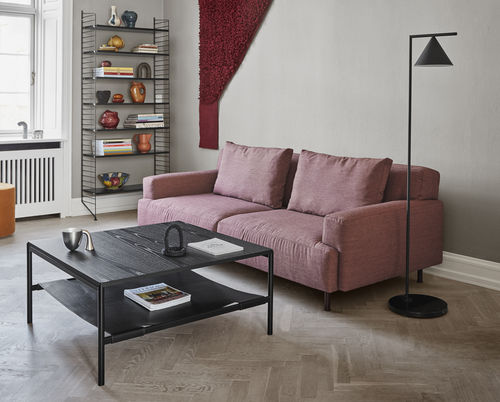 Moderner Couchtisch - MIES - MILLION - Holzfurnier / Glas / Leder
