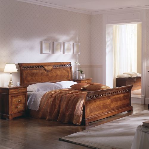 Doppelbett - D706 - MOLETTA MOBILI - klassisch / Kopfteil / Kirschbaum