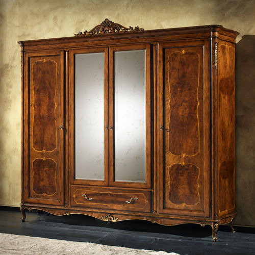 Stil-Kleiderschrank - P 708 - MOLETTA MOBILI - Nussbaum / mit Schwingtür / mit Spiegel