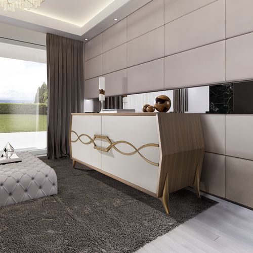 Modernes Sideboard - AN 102A - MOLETTA MOBILI - lackiertes Holz / mit Schwingtür / mit 4 Beinen