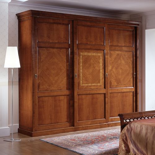 Klassischer Kleiderschrank - D 707 - MOLETTA MOBILI - Kirschbaum / mit Schiebetür / mit Spiegel
