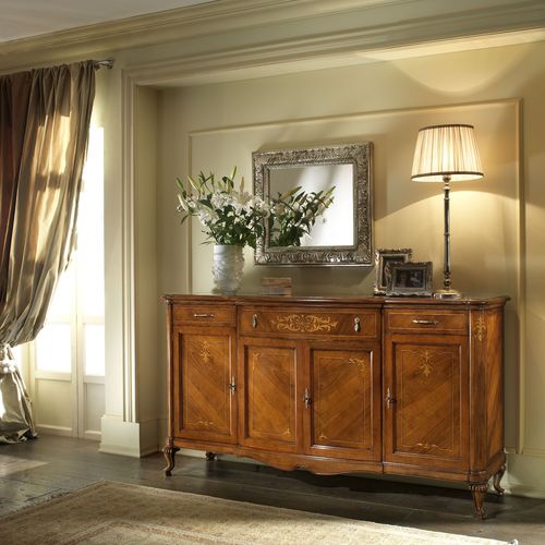 Stil-Sideboard - G 103 - MOLETTA MOBILI - Nussbaum / Ahornholz / mit Schubladen
