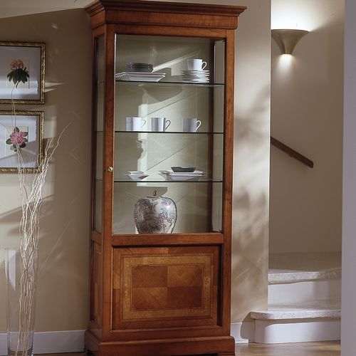 Klassische Vitrine - D201 - MOLETTA MOBILI - Glas / Kirschbaum / mit Schwingtüren