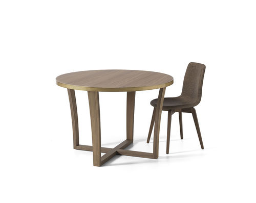 Moderner Tisch - AN 304 - MOLETTA MOBILI - Nussbaum / Gestell aus Holz / rund