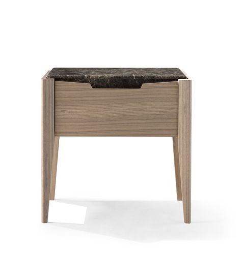 Nachttisch / originelles Design - AN 731 - MOLETTA MOBILI - Nussbaum / Gestell aus Holz / rechteckig