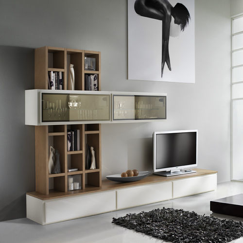 Moderne Wohnwand - ST 11 - MOLETTA MOBILI - lackiertes Holz / Modul / maßgefertigt