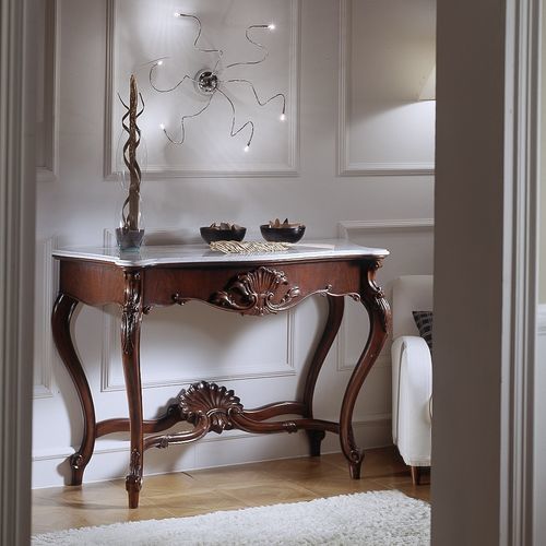 Stil-Konsolentisch - M 402 - MOLETTA MOBILI - Nussbaum / Marmor / Gestell aus Holz