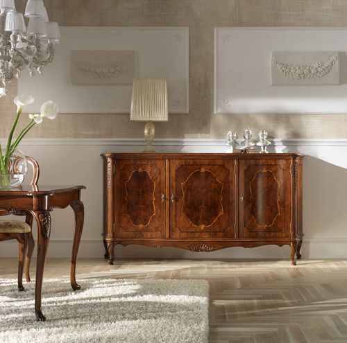 Klassisches Sideboard - P 102 - MOLETTA MOBILI - Nussbaum / mit Schubladen / mit Schwingtür