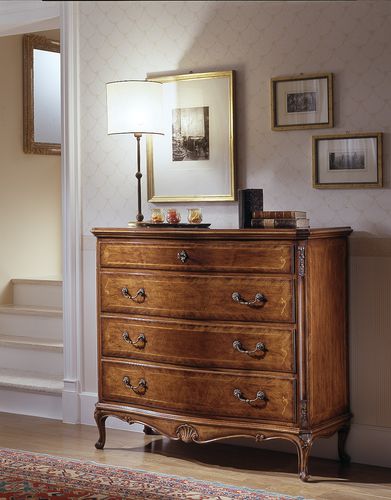 Klassische Kommode - M708 - MOLETTA MOBILI - Nussbaum / Marmor / 4 Schubladen