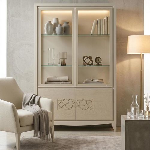 Moderner Vitrinenschrank - ST 212P - MOLETTA MOBILI - bodenstehend / Esche / Glas