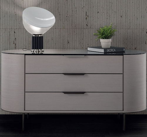Moderne Kommode - IRON  - Conte - Eiche / Massivholz / Glas