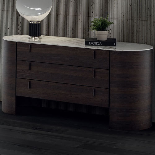 Moderne Kommode - CHARLIE - Conte - Ebenholz / Glas / Marmor