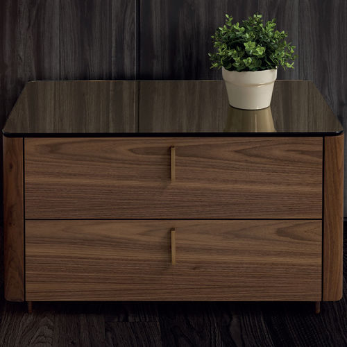 Moderner Nachttisch - NUAGE MAXI 2C  - Conte - lackiertes Holz / Eiche / Glas
