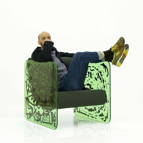 Sessel / originelles Design - MW02 "Interface(s)" - MOJOW DESIGN - Schaumstoff / TPU / Hartglas