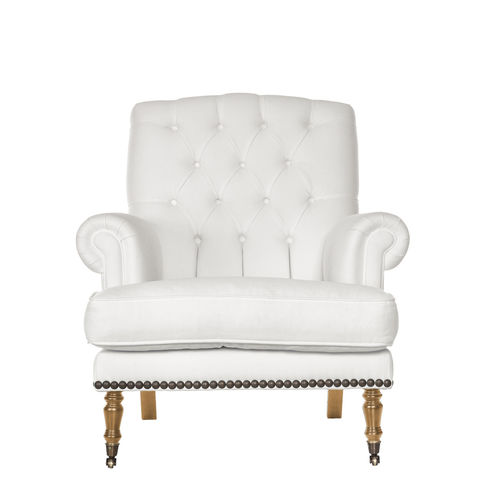 Chesterfield-Sessel - ROCIO - Ormos - Stoff / weiß / mit Rollen
