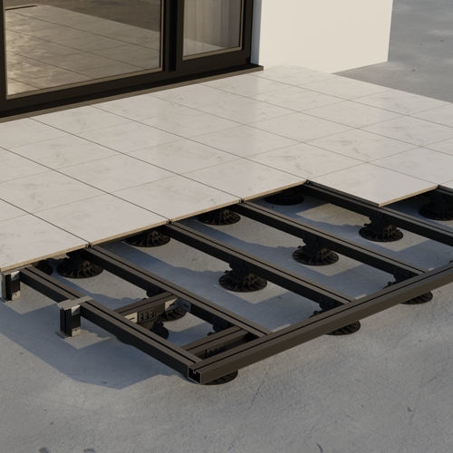 Doppelboden-Unterkonstruktion / thermolackiertes Aluminium - STRUCTURAL® CERAM - FIBERDECK - hochbelastbar / für Terrasse / regelbar