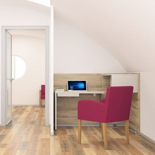 Moderner Schreibtisch - FOLD UP - Flekssit Office Furniture - Holz / mit Stauraum / für Homeoffice