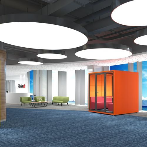 POD-Büro / Akustik - FDW 10 2160 - Flekssit Office Furniture - mit Glastür / mit integrierter Steckdose / Aluminium