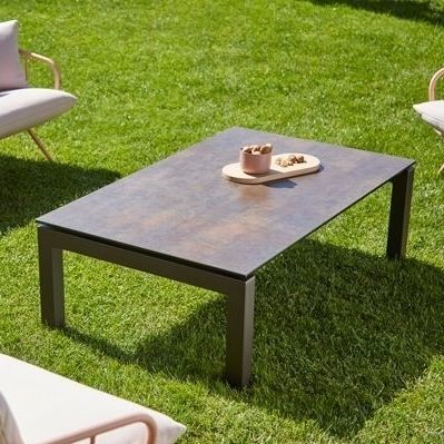 Moderner Couchtisch - SALVIA - Musola - Glas / Keramik / Gestell aus rostfreiem Edelstahl