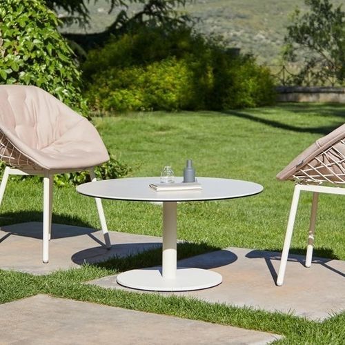 Moderner Couchtisch - LEMON - Musola - Glas / Keramik / Gestell aus rostfreiem Edelstahl