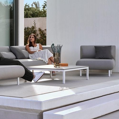 Moderner Couchtisch - BRISE - Musola - Glas / Keramik / Gestell aus Metall