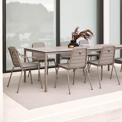 Moderner Tisch - BRISE - Musola - Glas / Keramik / Gestell aus Metall