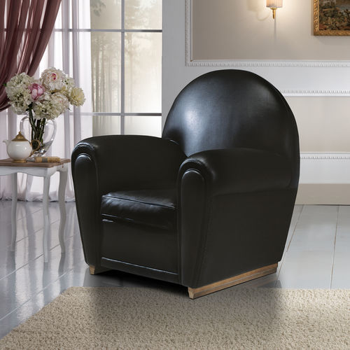 Klassischer Sessel - Cristal  - DI MARCO INTERIOR SOFA - Leder / Holz / schwarz