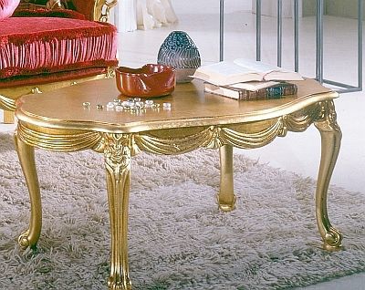 Klassischer Couchtisch - Casanova - DI MARCO INTERIOR SOFA - blattvergoldetes Holz / mit blattvergoldetem Holzgestell / oval