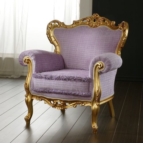 Barock-Sessel - DI MARCO INTERIOR SOFA - Stoff / Massivholz / blattvergoldetes Holz
