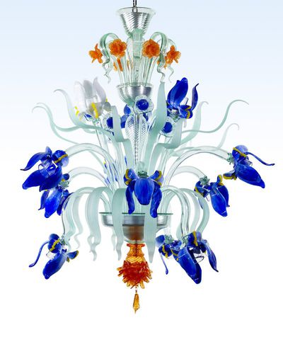 Klassischer Kronleuchter - IRISBLU - BOTTEGA VENEZIANA - geblasenes Glas / Muranoglas / 12 Glühbirnen